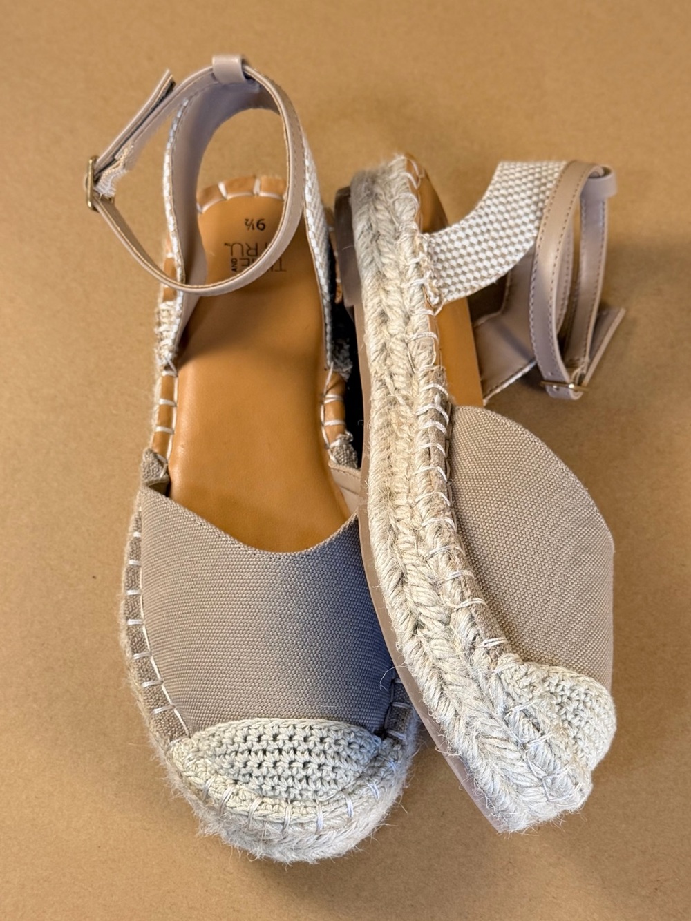 Time and Tru Beige Woven Espadrille Platform Sandals